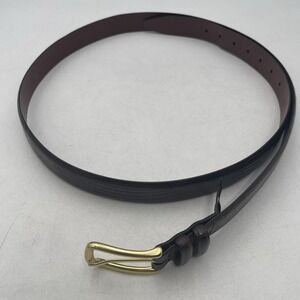 America Perry Ellis Brown Genuine Cowhide Belt Size 50 Gold Buckle 1.25 In ExCon